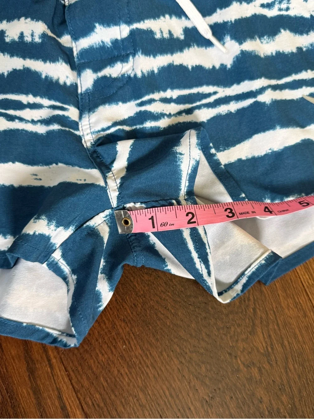Women’s Blue Tie-Dye Athletic Shorts with Drawstring